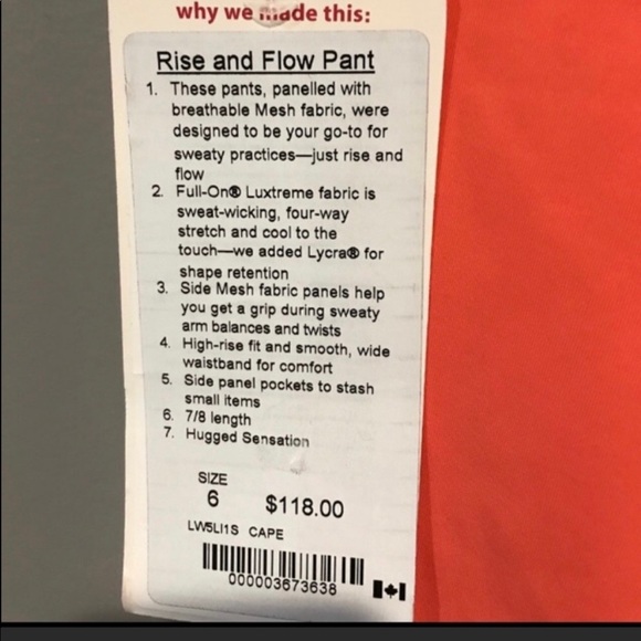 Lululemon Rise and Flow legging in Cape Red coral color with pockets, high rise! - Picture 7 of 9